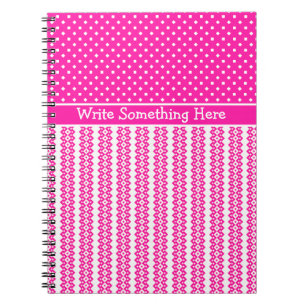 Custom Notebook: Candy Pink und White Patterns Notizblock