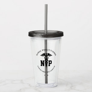 Custom NP Nurse Practitioner Abschluss Caduceus Acryltrinkbecher