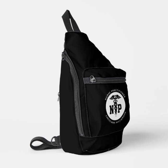 Custom NP Nurse Practitioner Abschluss Caduceus Crossbody Bag (Linke Seite)