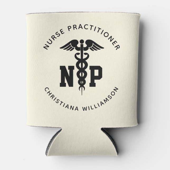 Custom NP Nurse Practitioner Abschluss Caduceus Dosenkühler (Vorderseite)