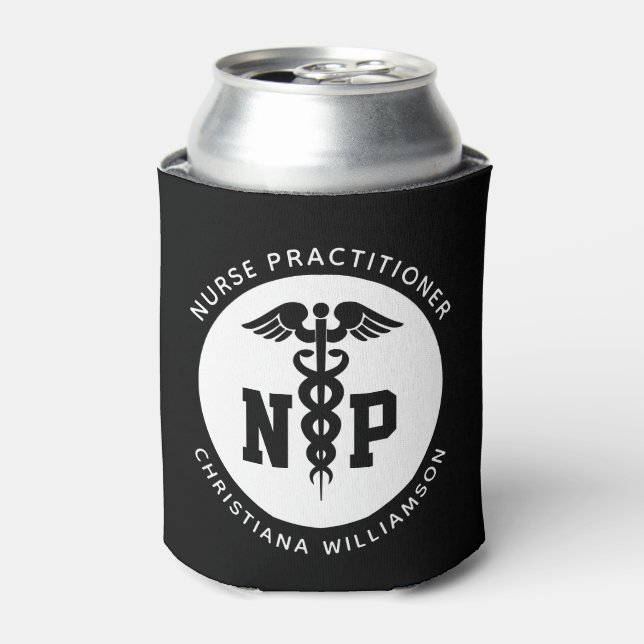 Custom NP Nurse Practitioner Abschluss Caduceus Dosenkühler (Kanne Vorderseite)