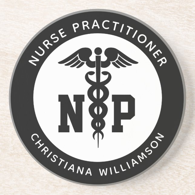 Custom NP Nurse Practitioner Abschluss Caduceus Getränkeuntersetzer (Vorne)