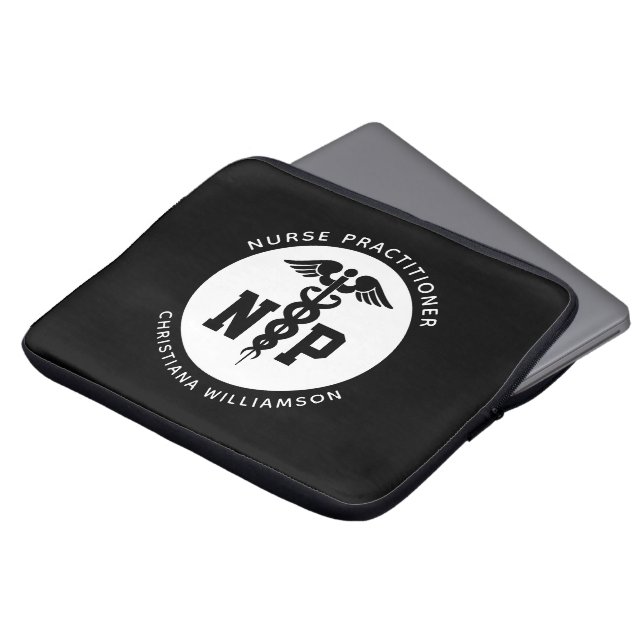 Custom NP Nurse Practitioner Abschluss Caduceus Laptopschutzhülle (Vorne Oben)