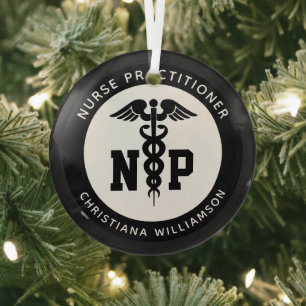 Custom NP Nurse Practitioner Abschluss Caduceus Ornament Aus Glas