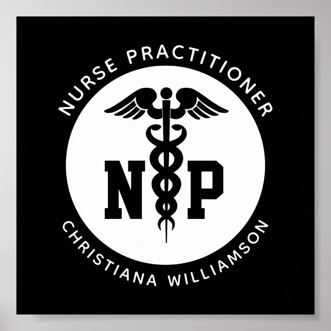 Custom NP Nurse Practitioner Abschluss Caduceus Poster (Vorne)