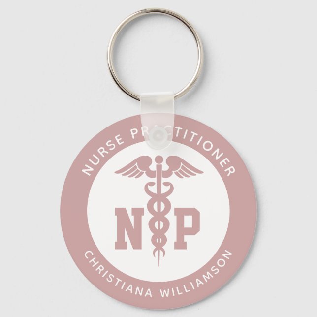 Custom NP Nurse Practitioner Abschluss Caduceus Schlüsselanhänger (Vorderseite)
