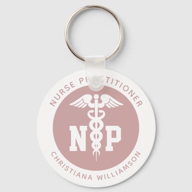 Custom NP Nurse Practitioner Abschluss Caduceus Schlüsselanhänger (Vorderseite)