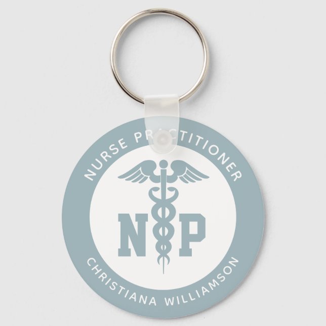Custom NP Nurse Practitioner Abschluss Caduceus Schlüsselanhänger (Vorderseite)