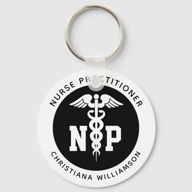 Custom NP Nurse Practitioner Abschluss Caduceus Schlüsselanhänger (Vorderseite)