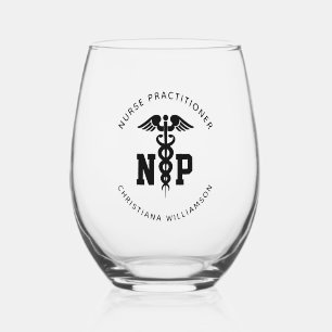 Custom NP Nurse Practitioner Abschluss Caduceus Weinglas Ohne Stiel