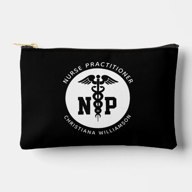 Custom NP Nurse Practitioner Abschluss Caduceus Zubehörtasche (Vorderseite)