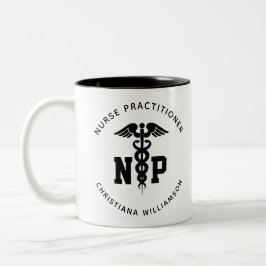 Custom NP Nurse Practitioner Abschluss Caduceus Zweifarbige Tasse