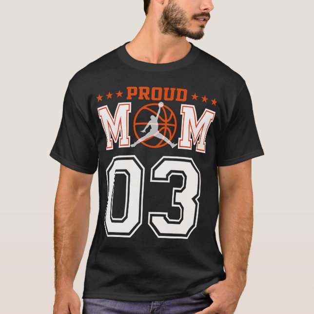 Custom Number 03 Proud Basketball Mama Personalisi T-Shirt (Vorderseite)