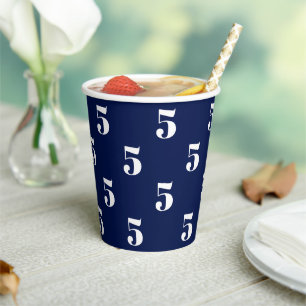 Custom number navvy blauen Muster Geburtstag Pappbecher