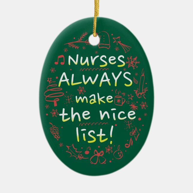 Custom Nurise Nice List Funny Christmas Keramik Ornament (Vorne)