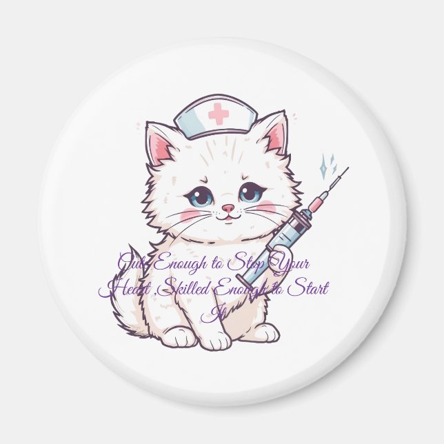 Custom Nurse Cat Skilled Enough Magnet (Vorne)