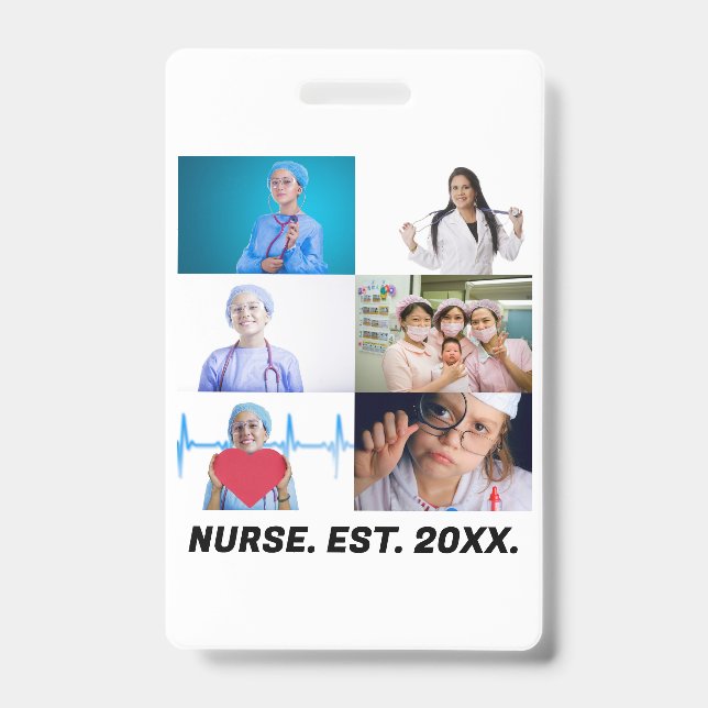 Custom Nurse EST 20XX 6 Foto Collage Ausweis (Vorderseite)