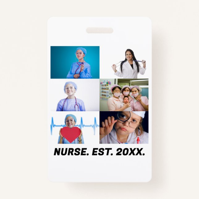 Custom Nurse EST 20XX 6 Foto Collage Ausweis (Vorderseite)