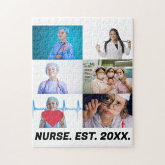 Custom Nurse EST 20XX 6 Foto Collage Puzzle