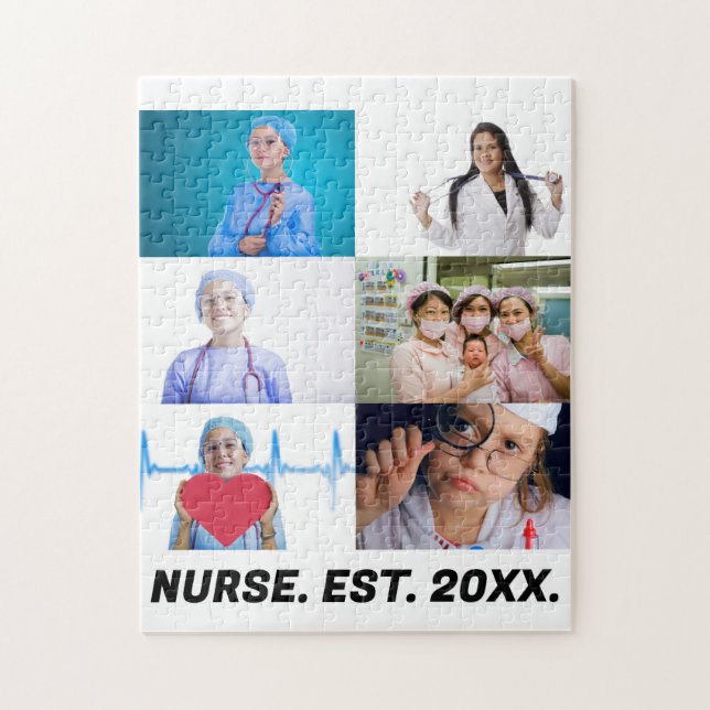 Custom Nurse EST 20XX 6 Foto Collage Puzzle (Vertikal)