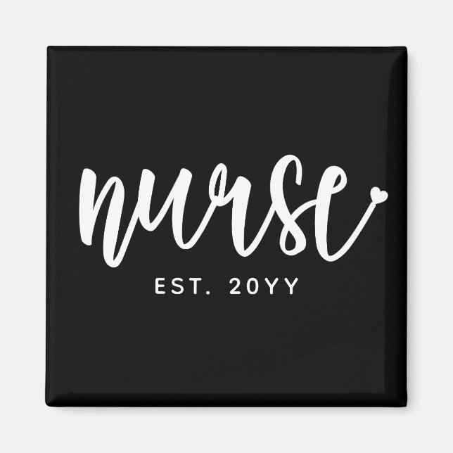 Custom Nurse Est Typografy Nurse RN Abschluss Magnet (Vorne)
