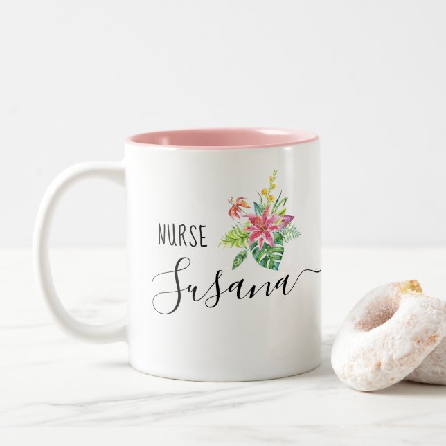 Custom Nurse Grad Krankenpflege Schule Geschenk Vi Zweifarbige Tasse (Mit Donut)
