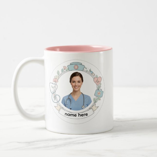 Custom Nurse Mug – Personalized Medical Gift Zweifarbige Tasse (Links)