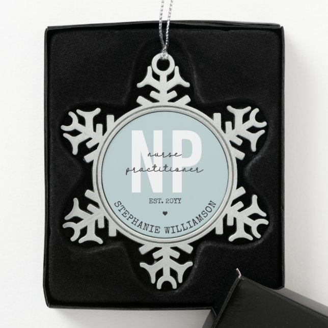 Custom Nurse Practitioner NP Abschluss Geschenk Schneeflocken Zinn-Ornament (Box)