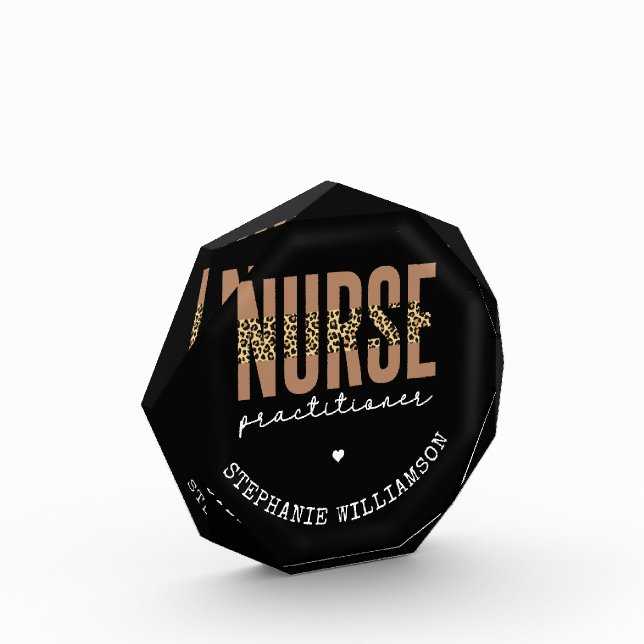 Custom Nurse Practitioner NP cheetah Abschluss Fotoblock (Links)
