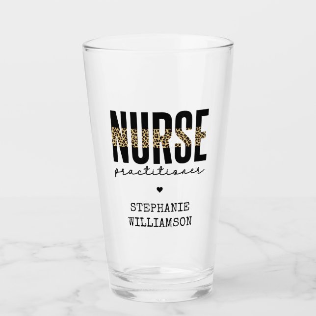 Custom Nurse Practitioner NP cheetah Abschluss Glas (Vorderseite)