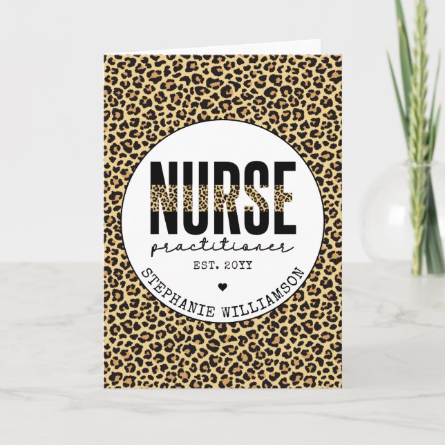 Custom Nurse Practitioner NP cheetah Abschluss Karte (Vorderseite)