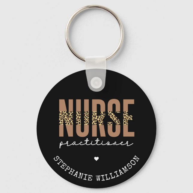 Custom Nurse Practitioner NP cheetah Abschluss Schlüsselanhänger (Vorderseite)