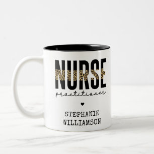 Custom Nurse Practitioner NP cheetah Abschluss Zweifarbige Tasse