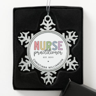 Custom Nurse Practitioner NP Nurse Abschluss Schneeflocken Zinn-Ornament