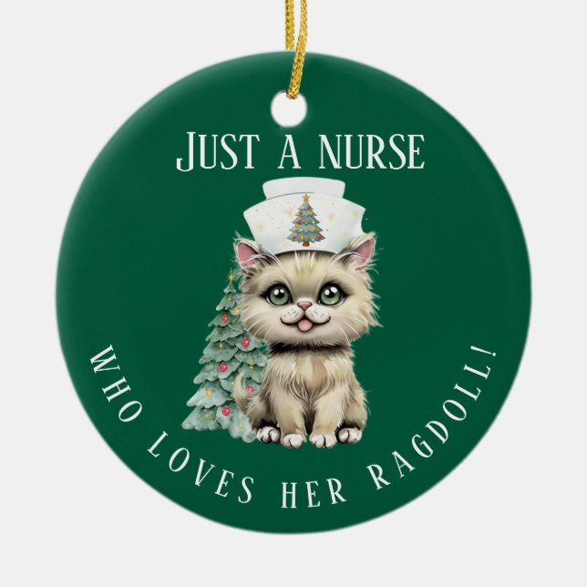 Custom Nurse Ragdoll Cat Christmas Niedlich Keramik Ornament (Vorne)