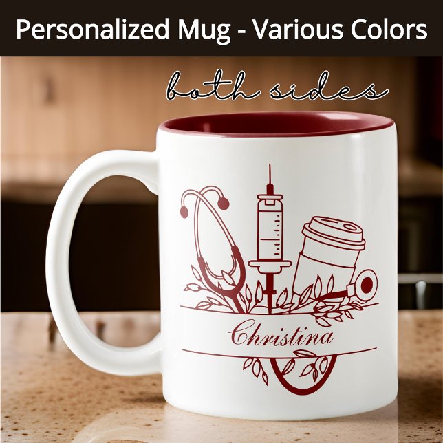 Custom Nurse Tasse, Glückwunsch Grad Student Krank Zweifarbige Tasse (nurse grad mug, nurse friend gift, nurse practitioner mug, registered nurse gift, nurse school gift)