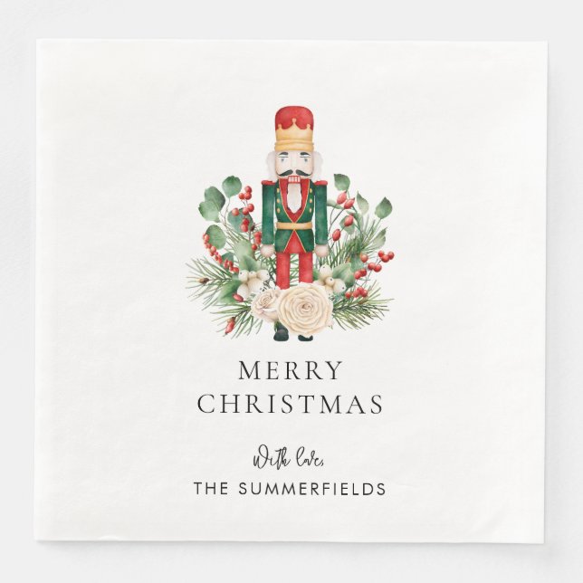 Custom Nutcracker Family Weihnachtsskript Serviette (Vorderseite)