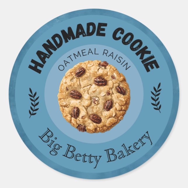 Custom Oatmehl Raisin Cookie Labels | Personalisie Runder Aufkleber (Vorderseite)