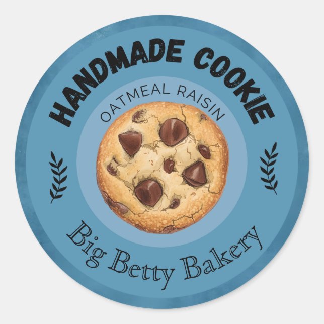 Custom Oatmehl Raisin Cookie Labels | Personalisie Runder Aufkleber (Vorderseite)