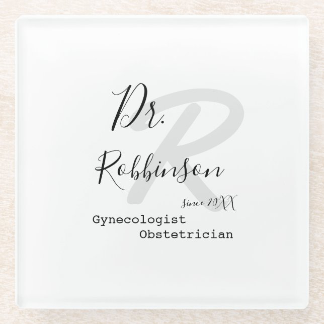 Custom Obgyn Obstetrician Gynecologin Monogram Glasuntersetzer (Vorderseite)