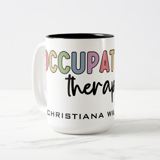 Custom Occupational Therapist OT Geschenke Zweifarbige Tasse (Vorderseite Links)