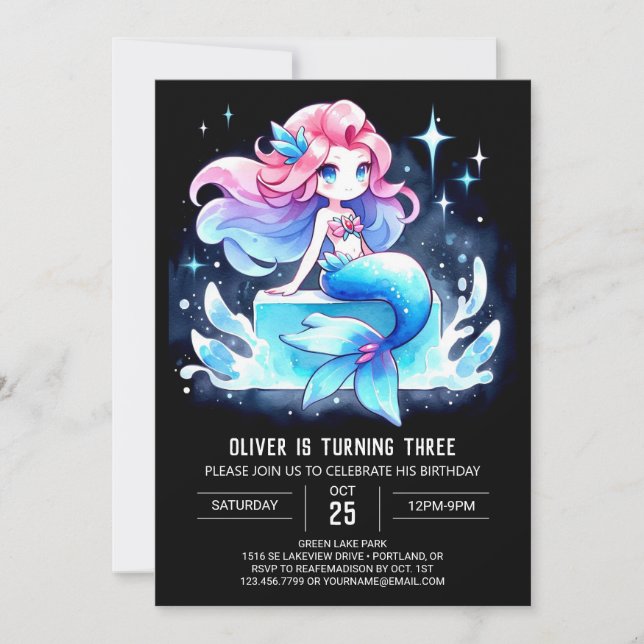 Custom Ocean Mermaid Geburtstag Einladung (Vorderseite)