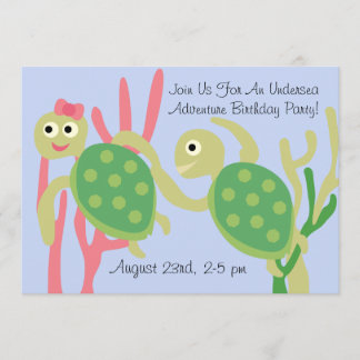 Custom Ocean Turtles Undersea Birthday Einladung
