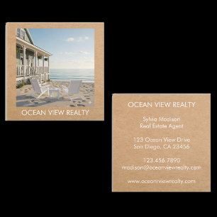 Custom Ocean View Foto Realty Kraft Quadratische Visitenkarte