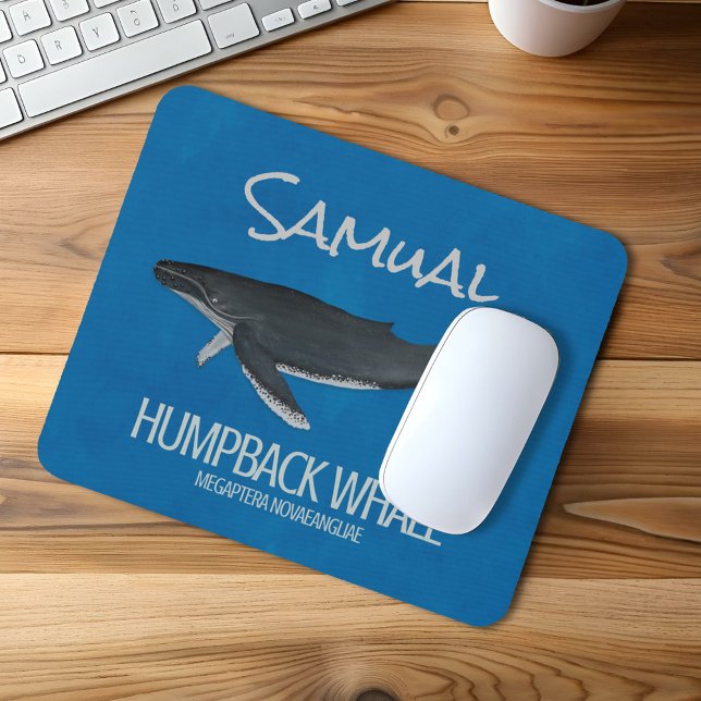 Custom Ocean Whale Personalisiert Mousepad (Simple Ocean Nautical humpback whale mousepad)