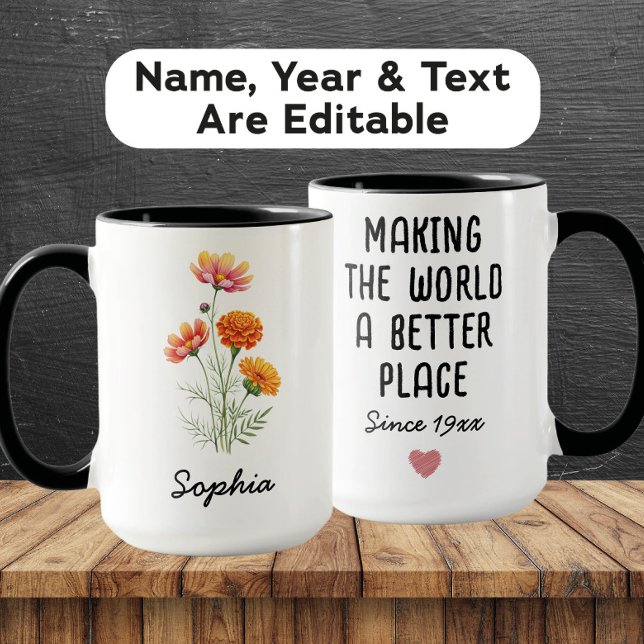 Custom October Birth Flower - Personalized Name Tasse (Von Creator hochgeladen)