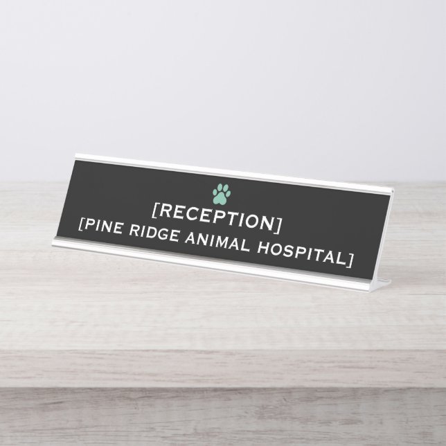 Custom Office Reception Name Plate | VET & Medical Schreibtischnamensplakette (Vorderseite )