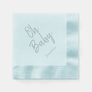 Custom Oh Baby "Name Blue Baby Shower Napkins Serviette