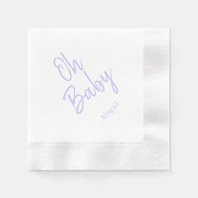 Custom Oh Baby "Name" Lavender Baby Dusche Serviette (Vorderseite)