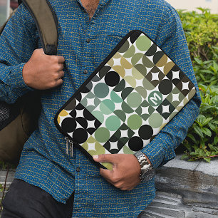 Custom Olive Green Black Brown Retro Art Muster Laptopschutzhülle